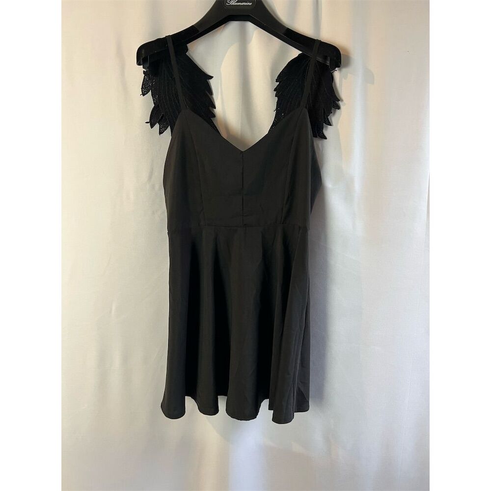 Angel's Wings Black Lace Angel Wings Mini Dress V-Neck Party S Standard